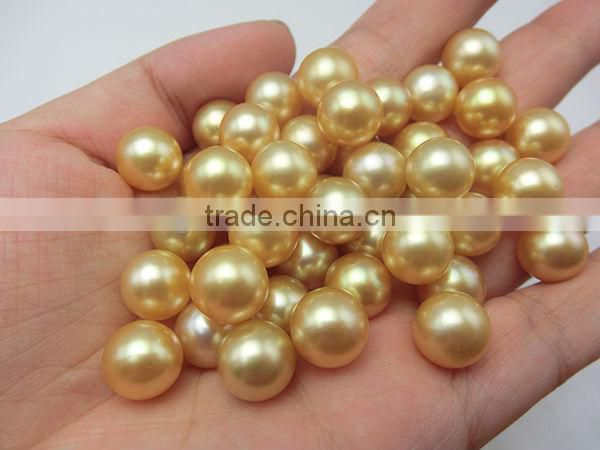 seawater loose pearl 9-12mm AAAA gold pearl good luster perfect round pearl