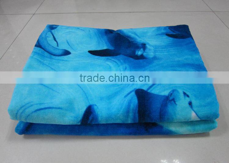 Pure Cotton High qualtity dolohin beach towel reactive printed with customer brand