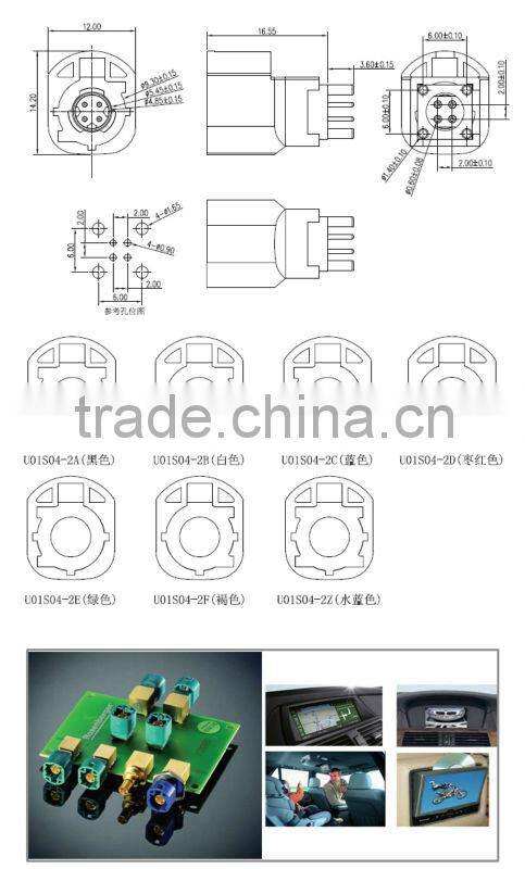 For Tesla Fakra Jack PCB mount 4Contact pin Connector insulation piercing connector