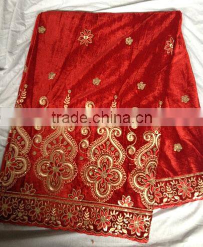 Ready goods of dark brown color velvet george lace fabric