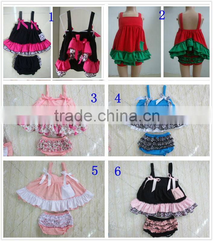 2013 lastest new design Wholesale cotton chevron swing top set cotton top withe cotton bloomer for baby