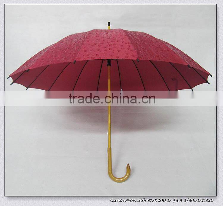 Assorted colors straight umbrella with crook handle