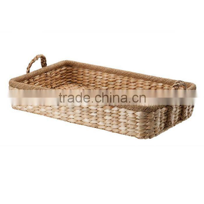 Rectangle natural seagrass woven storage basket with handles