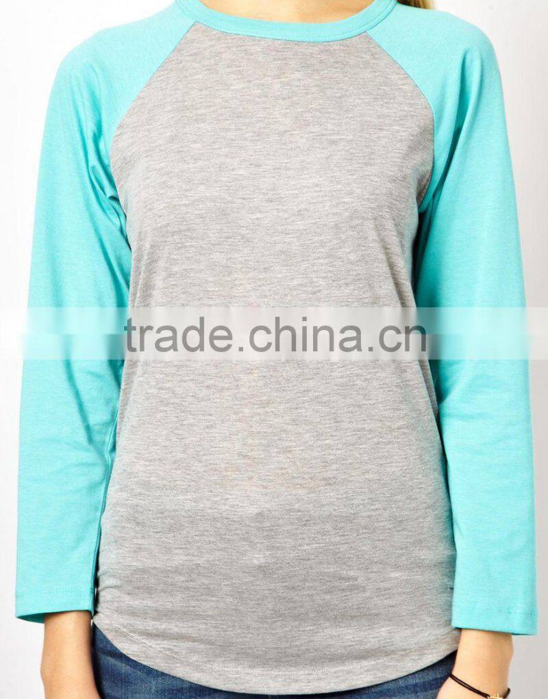 new style wholesale brand women long sleeve t-shirt patch work (JX41000)
