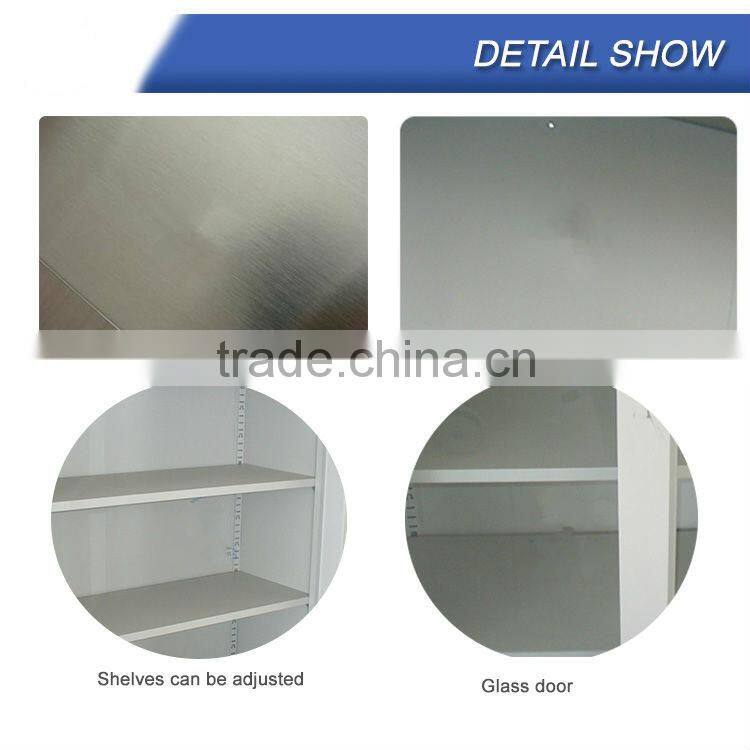 Popular Two Drawer Half Glass Door Thin-Rimmed Cabinet / Hospital Medical Instrument Cabinet