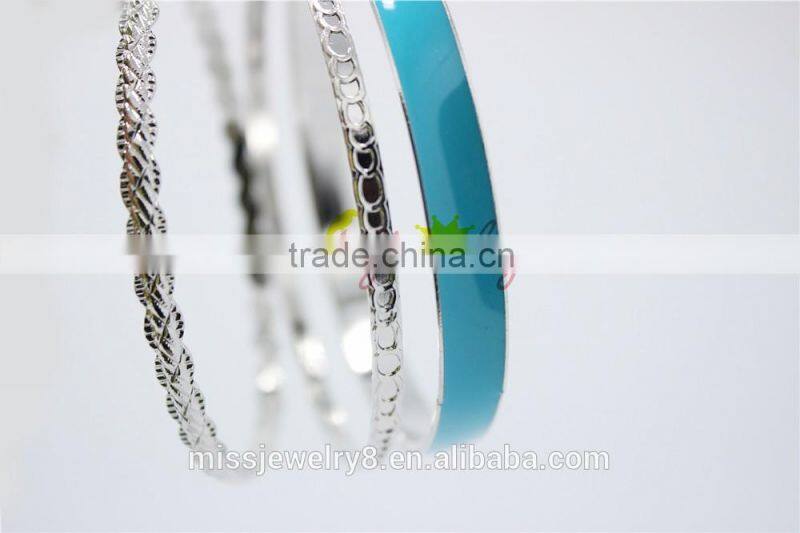 Fashion Silver Bangles Sets Multilayer Bracelet Sets(3pcs) Women Jewelry Pulseras Paint Bangle For 2016New Intrend style