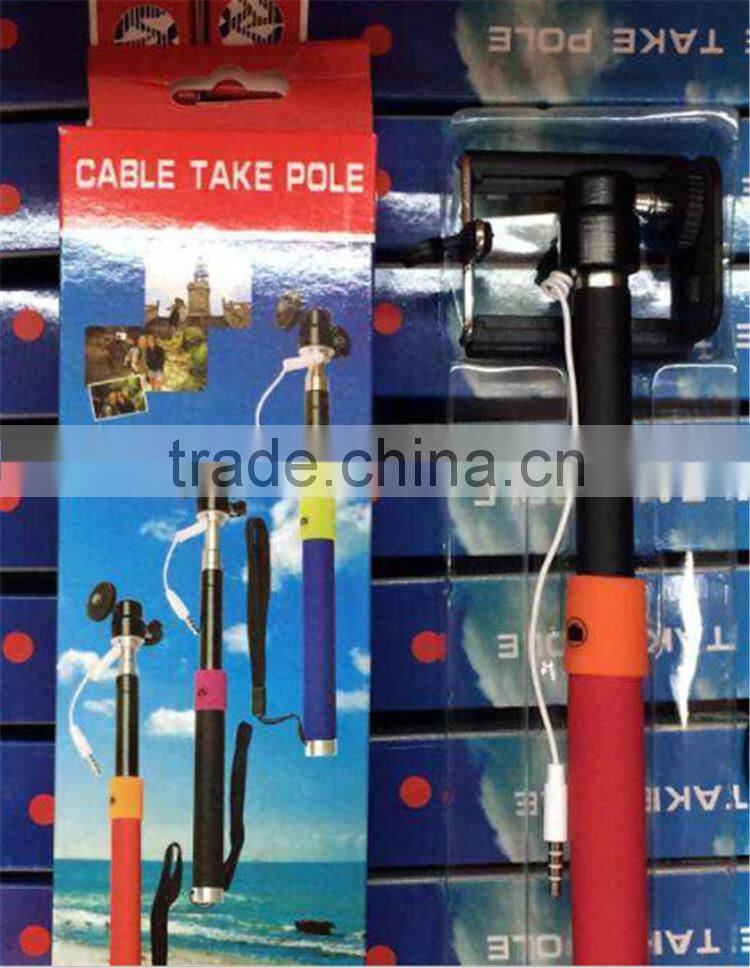 2015 hot product one piece monopod mini selfie stick with cable Z05 selfie monopod for mobile phone