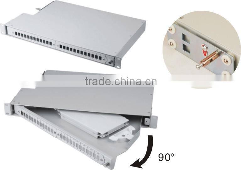 hot sale 12 ports 1U 19"sliding Wall-mount drawer type fiber optic patch panel for optical fiber PLC Splitter