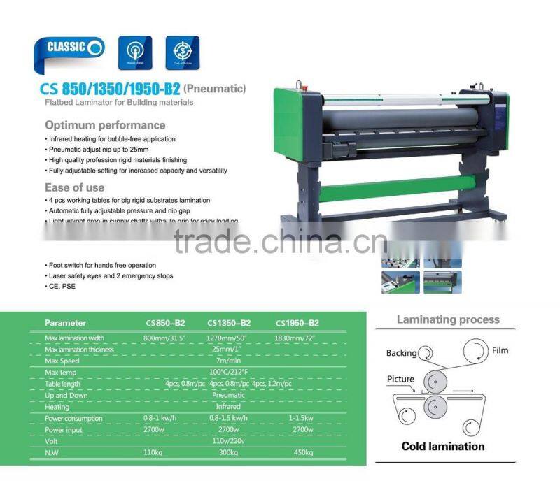 Factory price MF1350-B2 mm automatic glass wood MDF ,pvc flatbed laminator