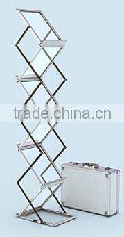 Metal folding adjustable A4 PS/wood book shelf