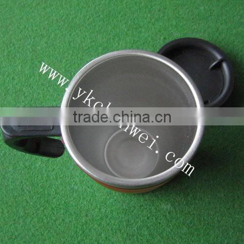 Colorful Travel mug with stainless steel holder and plastic ring