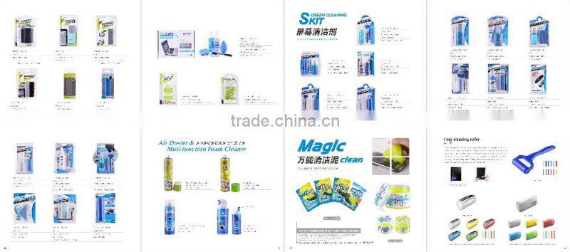 opula screen cleaning set with gel spray cleaner, microfiber cloth, fanshaped brush with MSDS for mobile phone, computer,camera