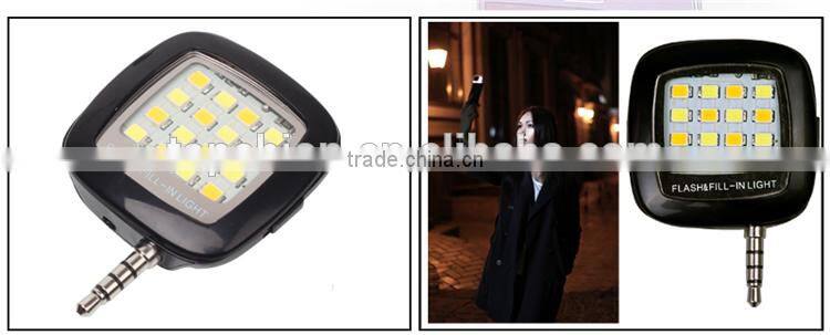 Top Selling Camera Flash Light For IOS Android Mini Portable 3.5mm Jack Smart Selfie 16 LED Camera Flash Light