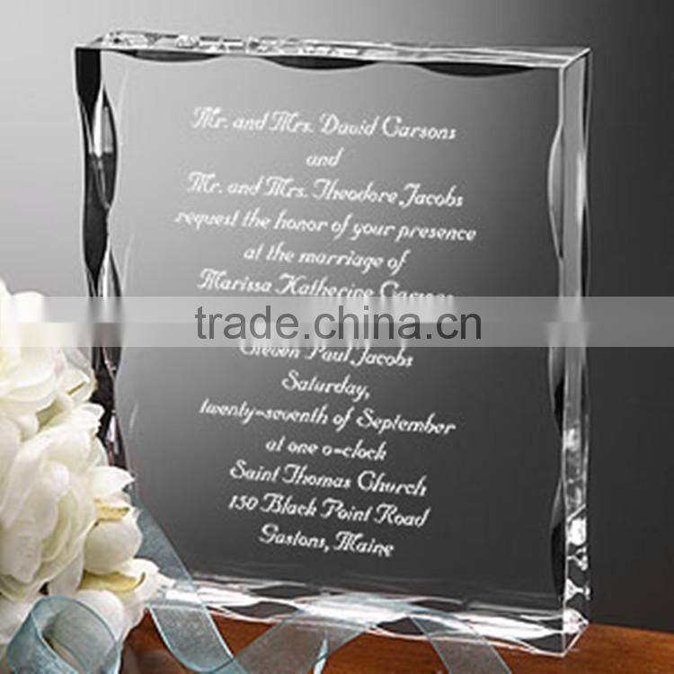 New style customized size high quality acrylic invitation card for wedding