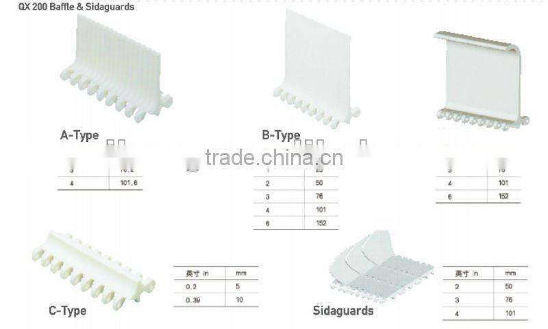 QX200 baffle & sidaguards for lift conveyor