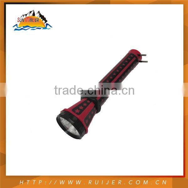 Promotional two color MIX injection rechargeable plastic led flashlight torch