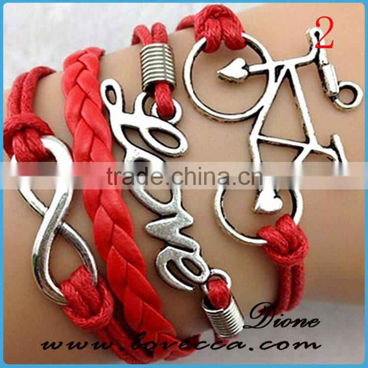 Cheap price on alibaba wholesale braided leather three layers anchor leather bracelet