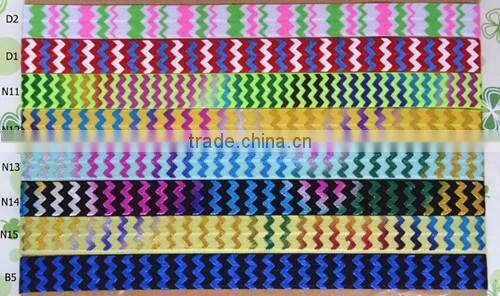 15mm wide neon color wave pattern elastic ribbon
