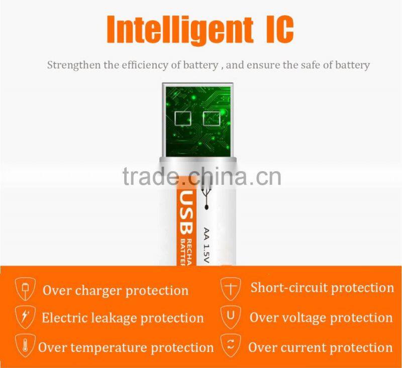 Hot AA 1.5V USB battery rechargeable lithium ion battery for toy car