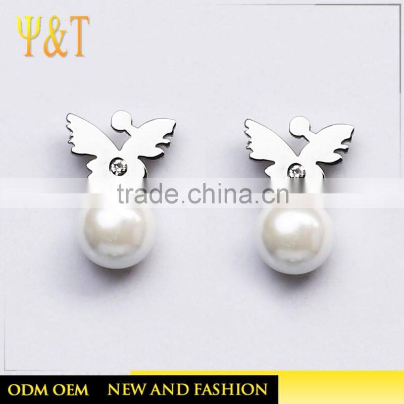 Factory price stainless steel silver plated minnie mouse stud earrings from chinese supplier