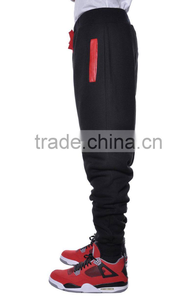 Black Leather Dance Baggy Harem Fleece Plus Size Jogger Pants