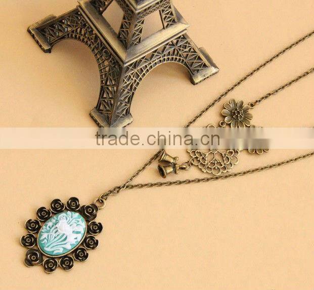 MYLOVE Fashion Double Black White Camellia Long Necklace Sweater Chain long chain MLSC-15