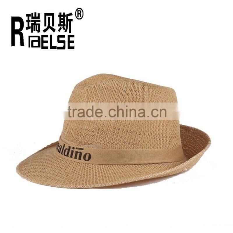 cheap fedora hand paper straw hat with logo