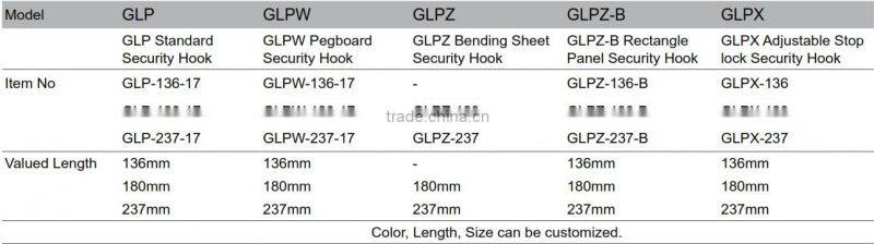 Hot Sale price tag with magnet key pegboards anti-theft slatwall security hook