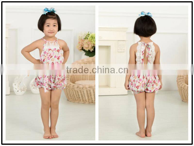 Wholesale baby romper with pom pom trim, girls boutique clothing,girls clothing