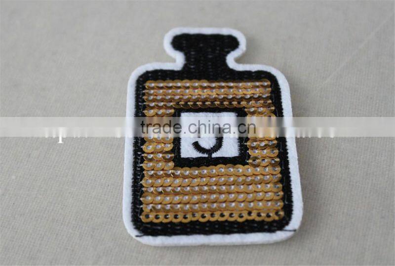 sequin material embroidery polyester hydrogel patch sew on embroidery letter patches for hat