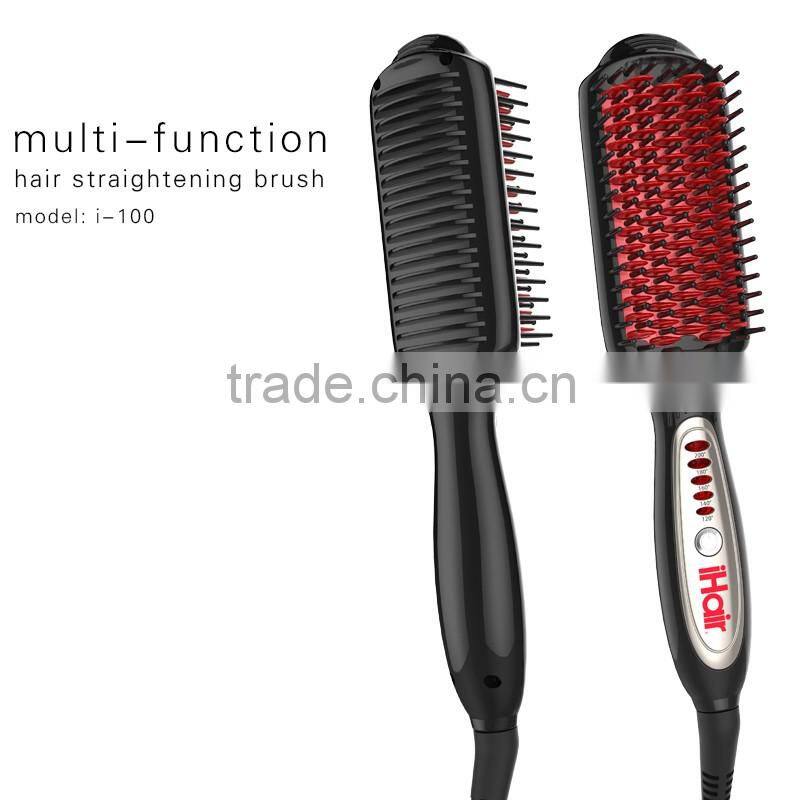 Ceramic automatic hair straightening brush