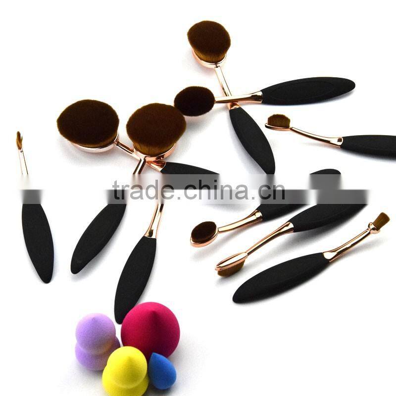 Wholesale New 4pcs toothbrush makeup BB cream foundation rose gold oval make up brushes multi-purpose makeup brush set