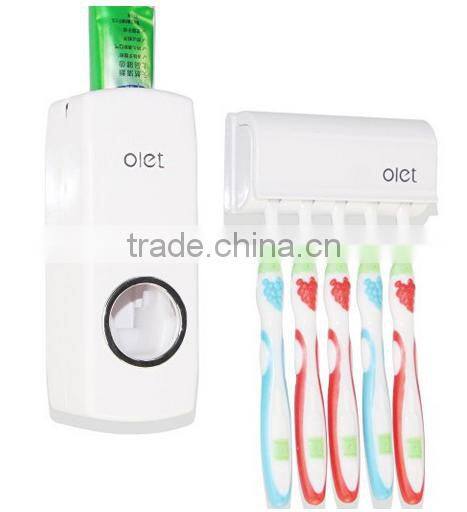 Toothpaste Dispenser Wall Mounted Automatic Toothpaste Squeezer Toilet Brush Holder Hands Free Dust-proof Toothpaste Squeezer