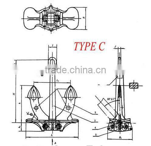 High Quality Ship Anchor Hall Stockless Bower Anchor For Ship/marine Bower Anchor Marine Japan Stockless Anchor
