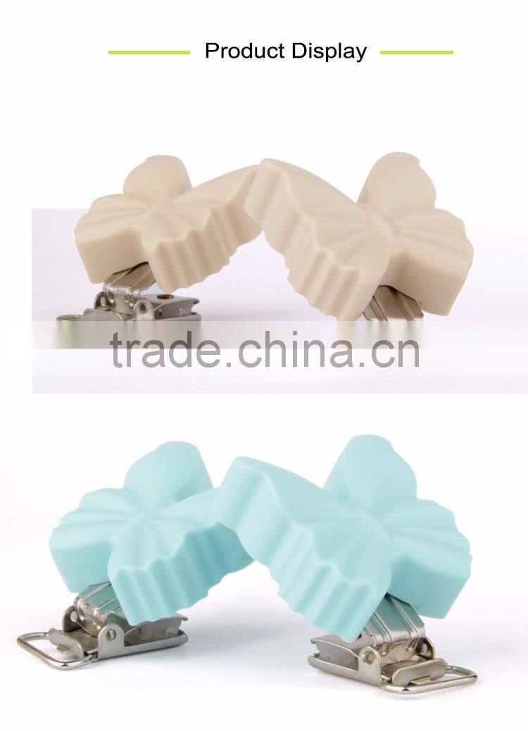 Wholesale New Product silicone butterfly clip accessories teether chain