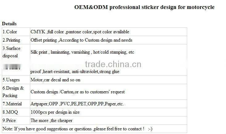 HIGH QUALITY MOTORCYCLE DECAL STICKERS DS-001
