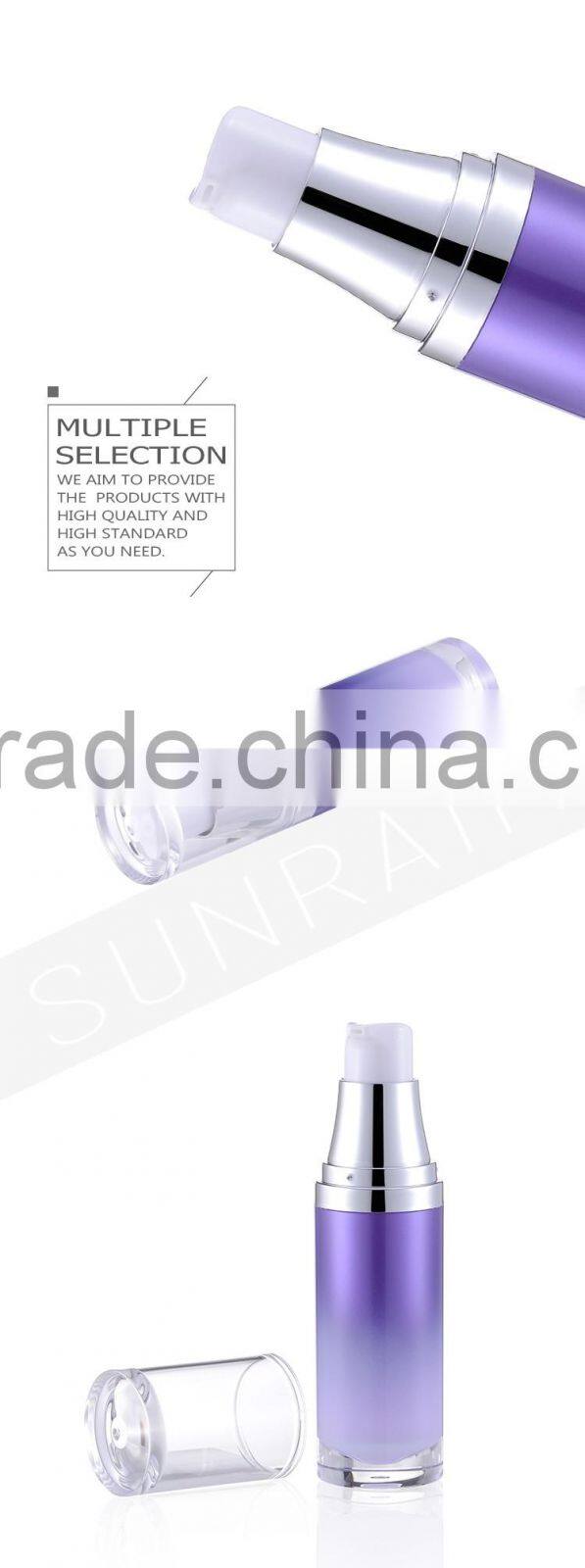Wholesale luxury special design cosmetic acrylic airless 15ml serum bottle