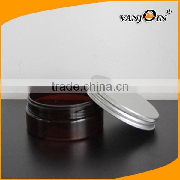 Empty 100g amber plastic jar/ 100g amber PET jar/100g amber cream jar with sticker