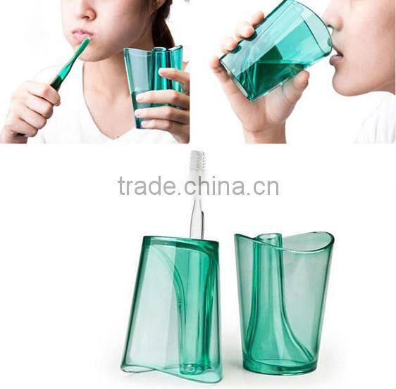 clear colorful plastic tooth mug cups turn over to be toothbrush holder rack