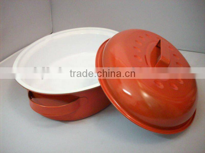 Best Kitchen Tool Oval Enamel Microwave Baking Pan With Lid