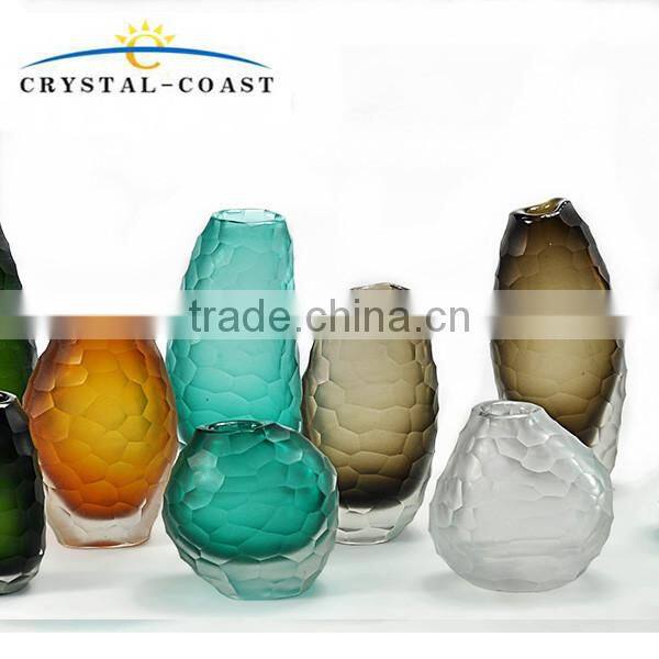 2015 new colored glass bottle 400ml liquid reed diffuser bottles wholesale with rattan sticks