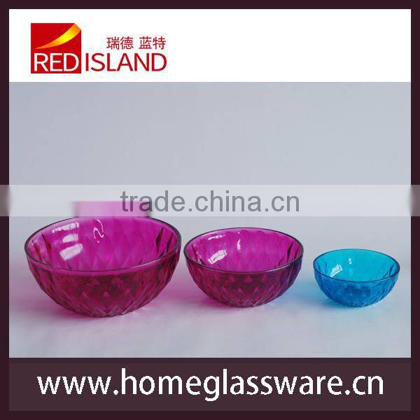 colored spray glass salad bowl/fruit glass bowl diamond bowl