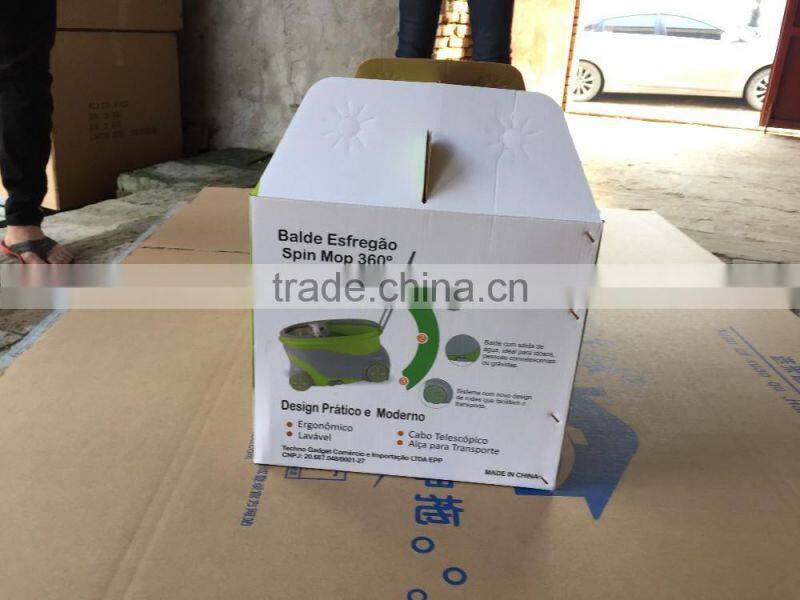 Portable Magic Mop with 2 wheels SS bucket Reusable spin Mop Heads