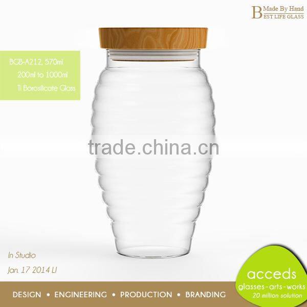 2014 Hot Selling Fancy Small Glass Honey Container
