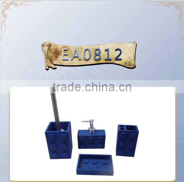 EA0812 blue resin wholesale bathroom accessory set