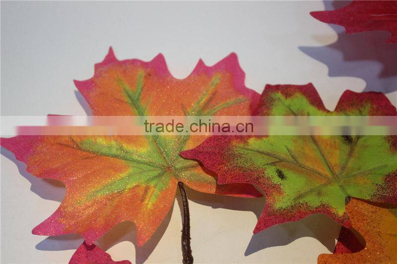 shinning artificial maple leaves fabric leaf branch