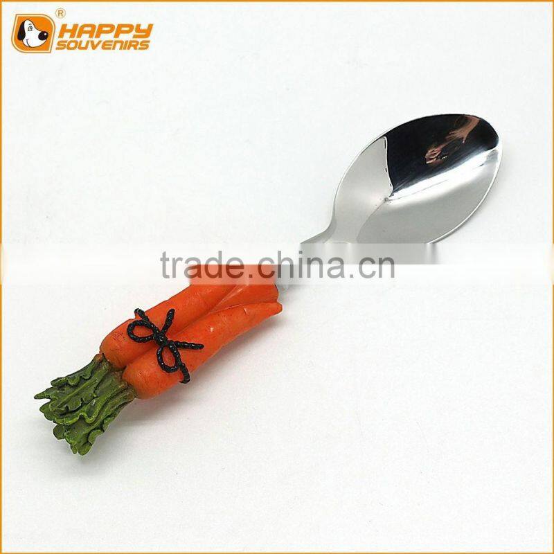 Custom design tableware 3D resin headstainless steel spoon and fork for kids