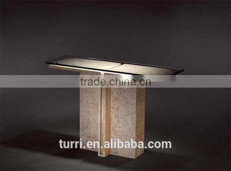 Modern white rectangle marble with glass top console table