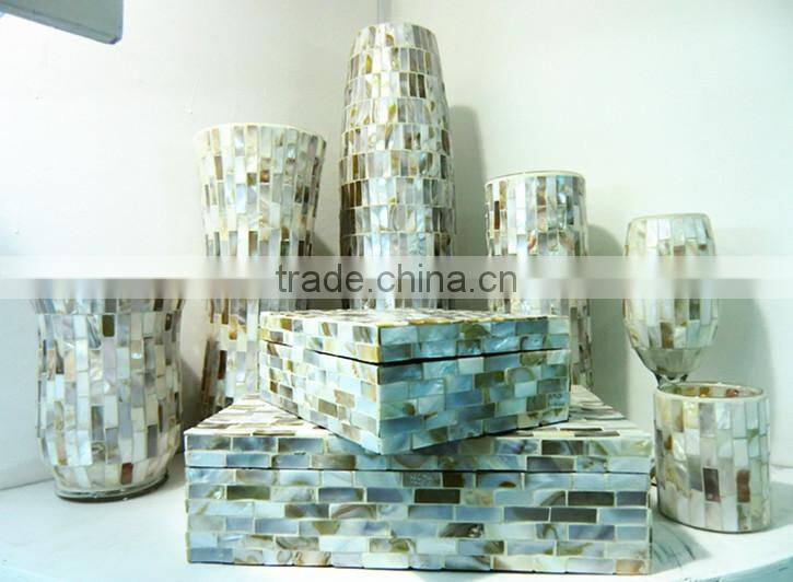 Seashell Mosaic Antique Large Chinese Floor Vases