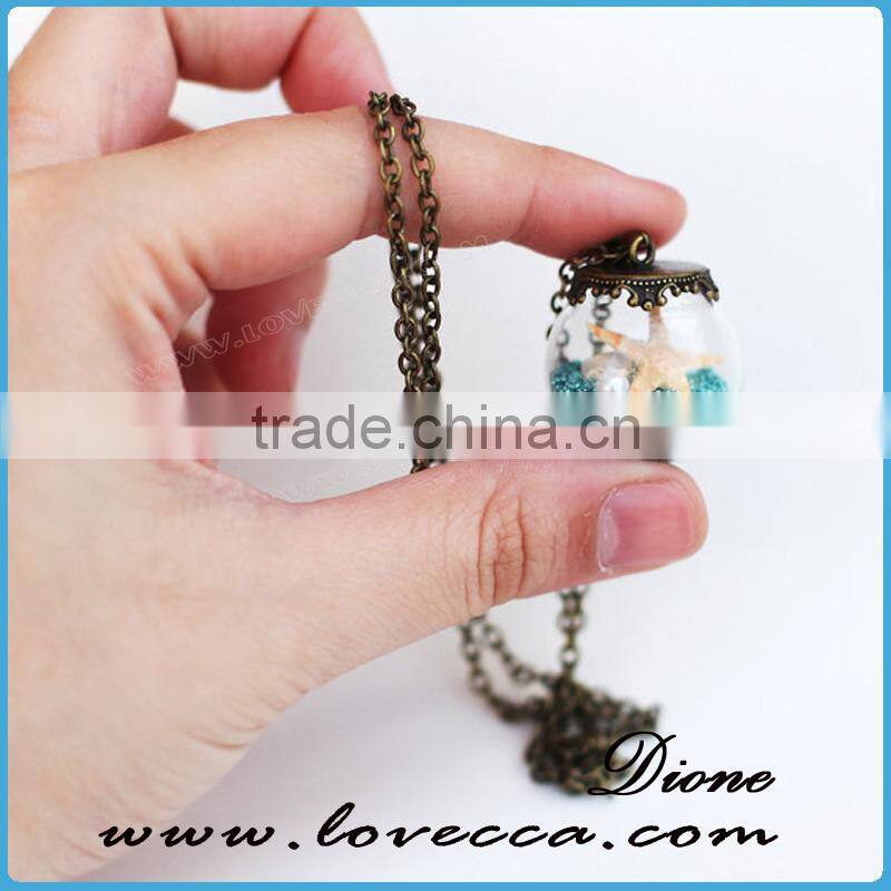 DIY Handmade Starfish Shell Glass Bottle Vial Wish Pendant Stagement Necklace